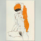 Standing Nude with Orange Drapery by Egon Schiele