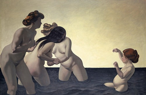 Three Women and One Little Girl Playing in the Water (1907)