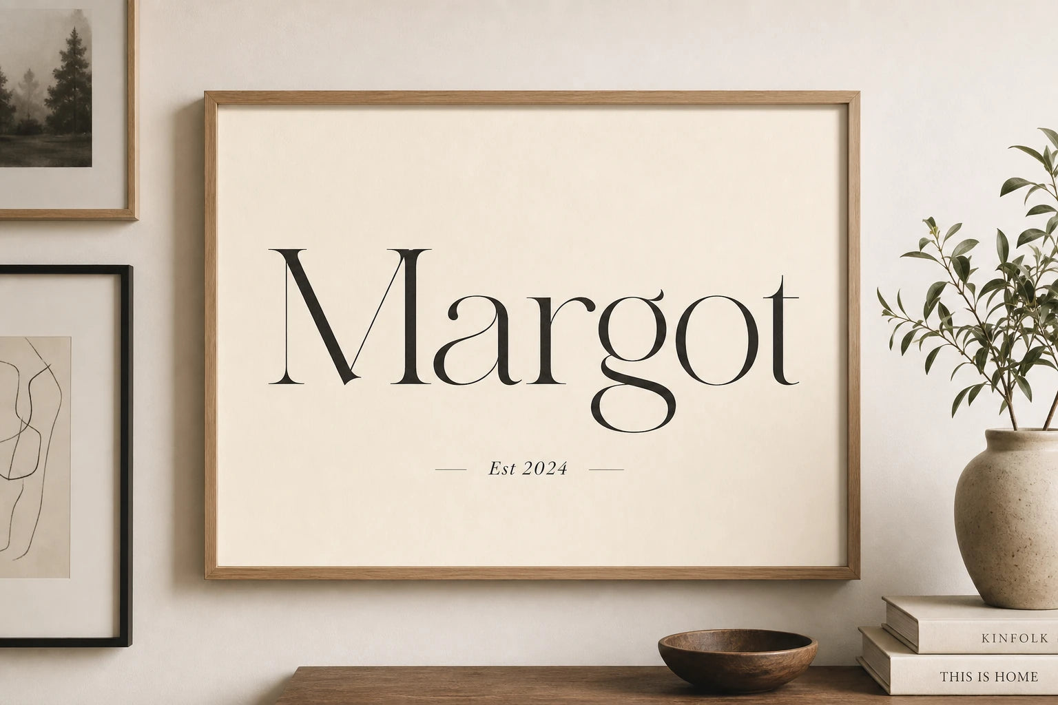 Custom serif name letter art print, primary product shot